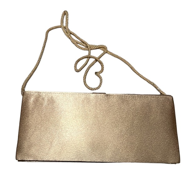 Elka NWT Gold Satin Crossbody Evening Bag - Picture 2 of 3